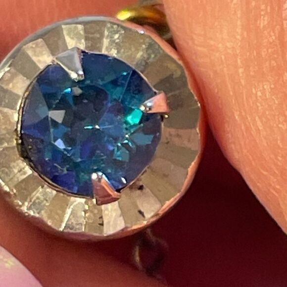 Vintage silver & blue stone tie rack - Picture 2 of 4